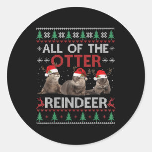 Sticker Rond Tout Otter Reindeer Noël Vilain Sweater