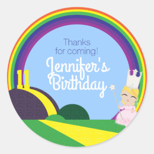 Sticker Rond TOUTE AGE Glinda de Oz fête d'anniversaire faveur