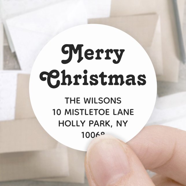 Sticker Rond Toute Grey Retro Typography Adresse de retour (Créateur téléchargé)