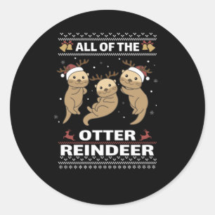 Sticker Rond Toute la Otter Reindeer Sweet noël Otter