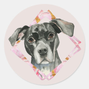 Sticker Rond Toute l'illustration noire mignonne de chien de