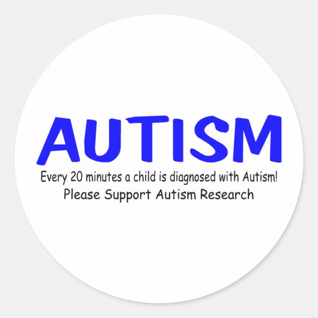 Sticker Rond Toutes Les 20 Minutes, Un Enfant Naît Avec L'Autis (Devant)