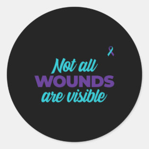 Sticker Rond Toutes Les Blessures Ne Sont Pas Visibles Turquois