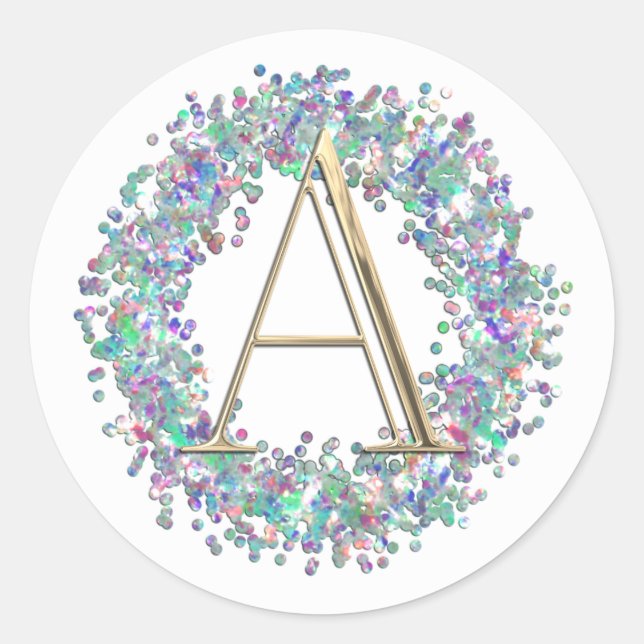 Sticker Rond TOUTES LES INITIALES Gold Monogram Iridescente Par (Devant)