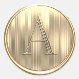 Sticker Rond TOUTES LES INITIALES Gold Monogram Stripes