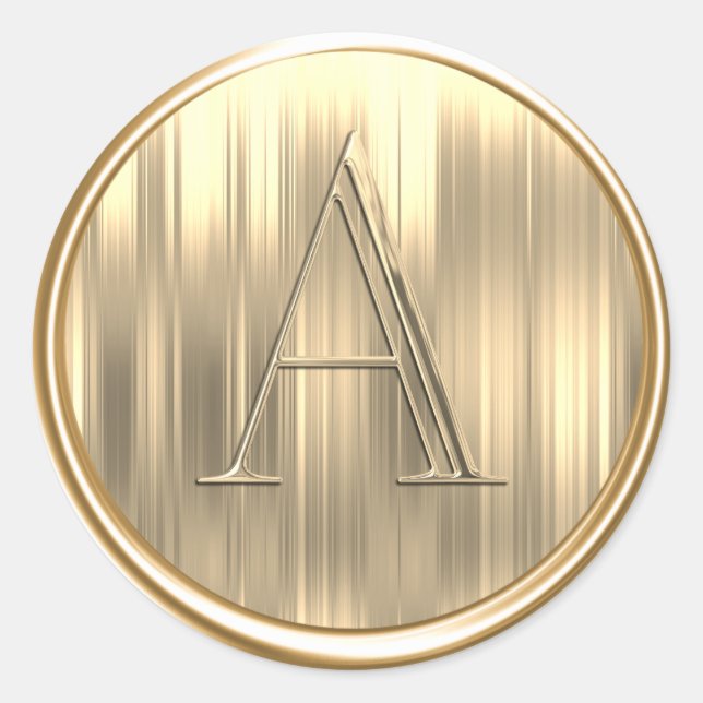 Sticker Rond TOUTES LES INITIALES Gold Monogram Stripes (Devant)
