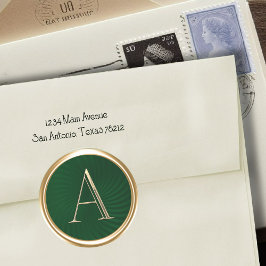 Sticker Rond TOUTES LES INITIALES Gold Monogramme Emerald Green