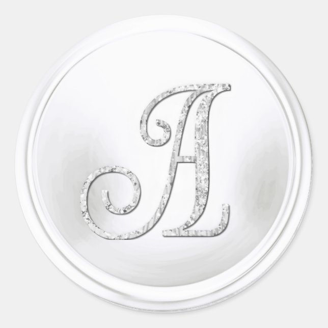 Sticker Rond TOUTES LES INITIALES Monogramme argenté 3 Blanc (Devant)