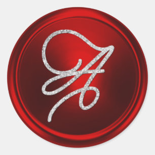 Sticker Rond TOUTES LES INITIALES Monogramme argenté écriture r