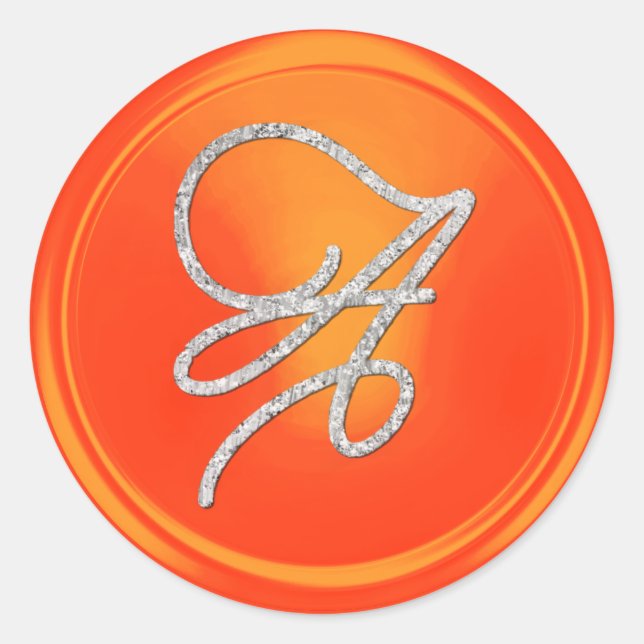 Sticker Rond TOUTES LES INITIALES Monogramme de script argenté  (Devant)