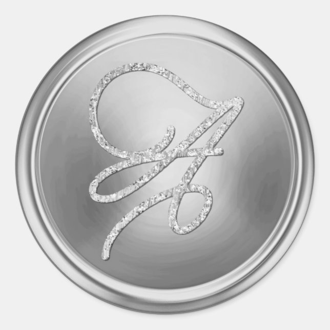 Sticker Rond TOUTES LES INITIALES Monogramme de script argenté (Devant)