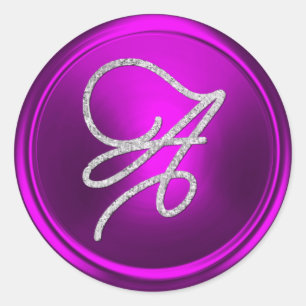 Sticker Rond TOUTES LES INITIALES Monogramme écriture argent Fu