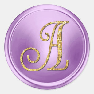 Sticker Rond TOUTES LES INITIALES Monogramme or 3 Orchidée Viol