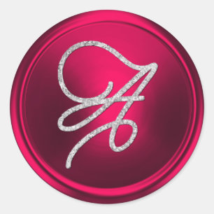 Sticker Rond TOUTES LES INITIALES Monogramme Script Argent Mage