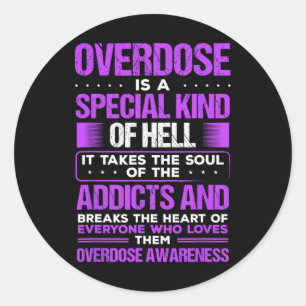 Sticker Rond Toxicomanie Purple Ribbon Sensibilisation à la sur