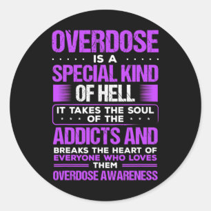 Sticker Rond Toxicomanie Purple Ribbon Sensibilisation à la sur