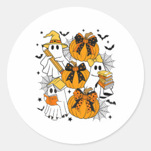 Sticker Rond Trace Ou Enseignant Fantôme Halloween Retro Flora