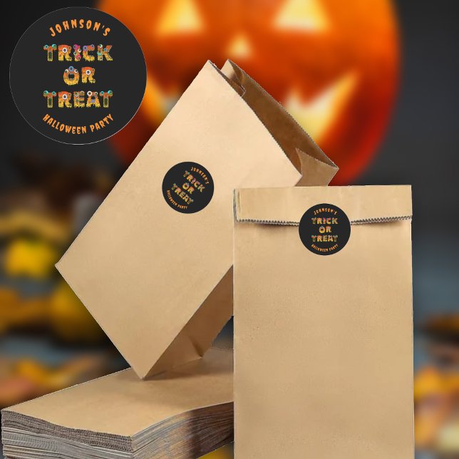 Sticker Rond Tracé ou traitement Halloween personnalisé (Créateur téléchargé)