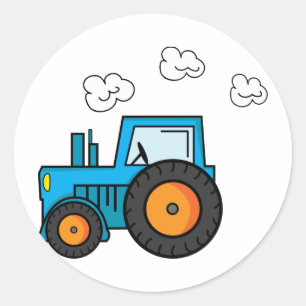 Sticker Rond Tracteur bleu