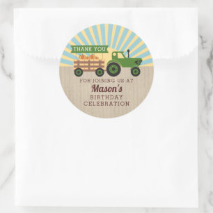 Sticker Rond Tractor Hayride Citrouille cueillette Anniversaire