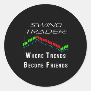 Sticker Rond Trader de swing drôle de marché boursier