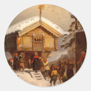 Sticker Rond Traditions de Noël Juleskikk Norvégien