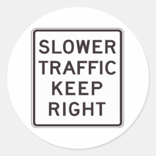 Sticker Rond Trafic plus lent à droite