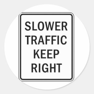 Sticker Rond Trafic plus lent à droite