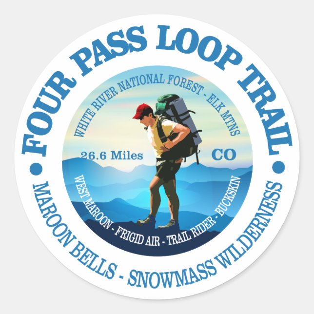 Sticker Rond Trail de boucle à quatre passes (Hiker C) (Devant)