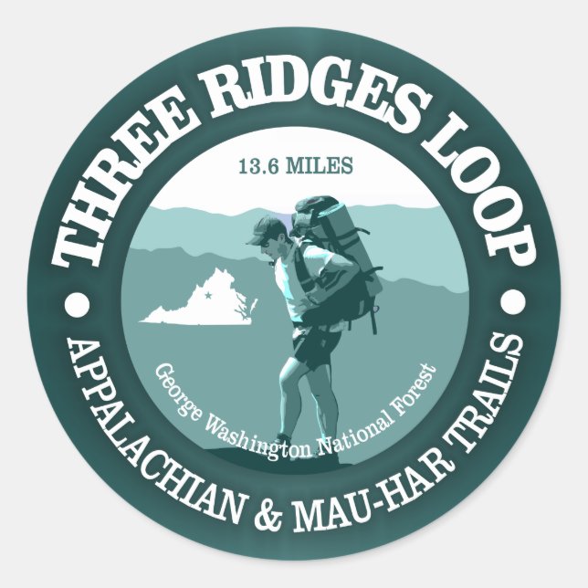 Sticker Rond Trail de boucle Three Ridges (Devant)