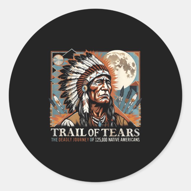 Sticker Rond Trail Of Tears Memorial Amérindien (Devant)