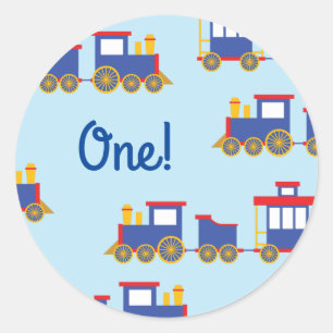 Sticker Rond Train Cute Choo-Choo 1er Anniversaire Thème