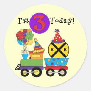 Sticker Rond Train d'anniversaire 3e Anniversaire Tshirts et ca