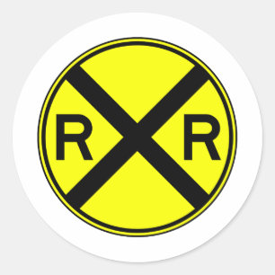 Sticker Rond Train des signaux de rue du passage à niveau