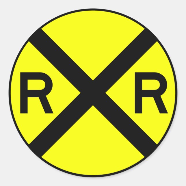 Sticker Rond Train des signaux de rue du passage à niveau (Devant)