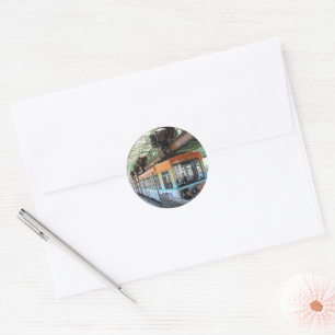 Sticker Rond Train flottant Orange Blue Wuppertal