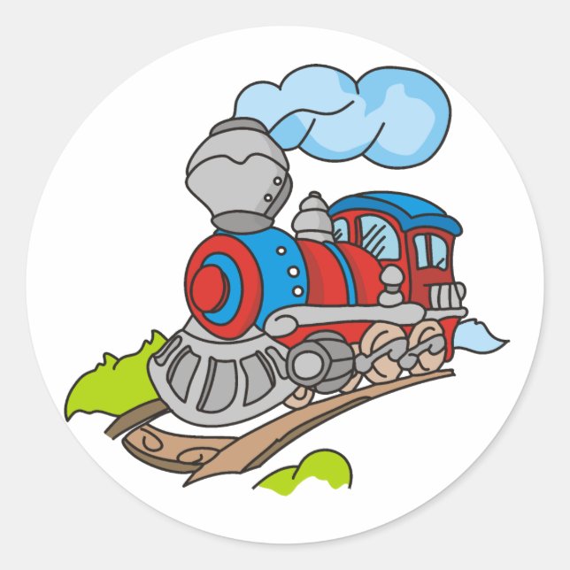 Sticker Rond Train rouge et bleu (Devant)