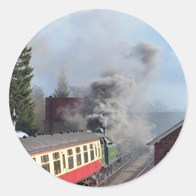 STICKER ROND TRAINS À VAPEUR (Devant)