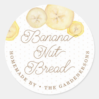 Sticker Rond Traitement de l'aquarelle du pain de banane