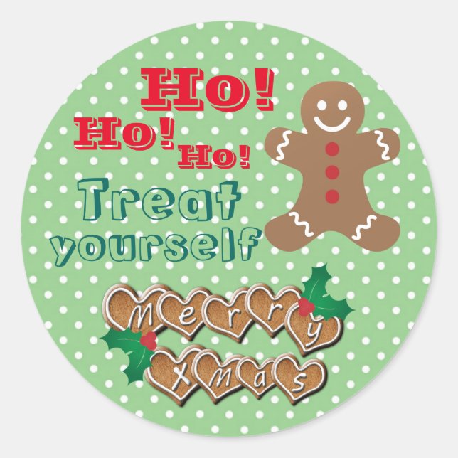 Sticker Rond "Traitez-vous" Pain d'épices et points de Noël (Devant)