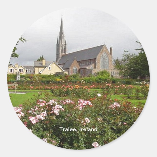Sticker Rond Tralee Ireland, Jardin Rose, Parc de la ville, (Devant)