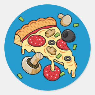 Sticker Rond Tranchée de pizza avec garnitures
