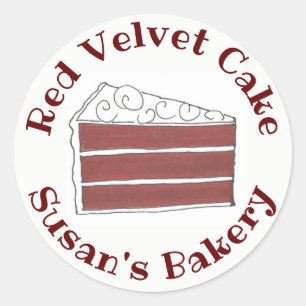 Sticker Rond Tranches de gâteau de velours rouge Boulangerie pe