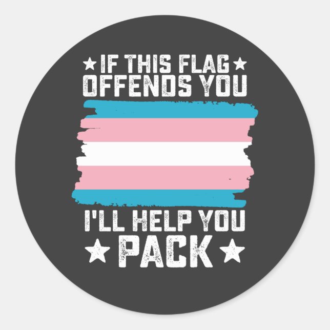 Sticker Rond Transférer Si Ce Drapeau Vous Offense Je Vous Aide (Devant)