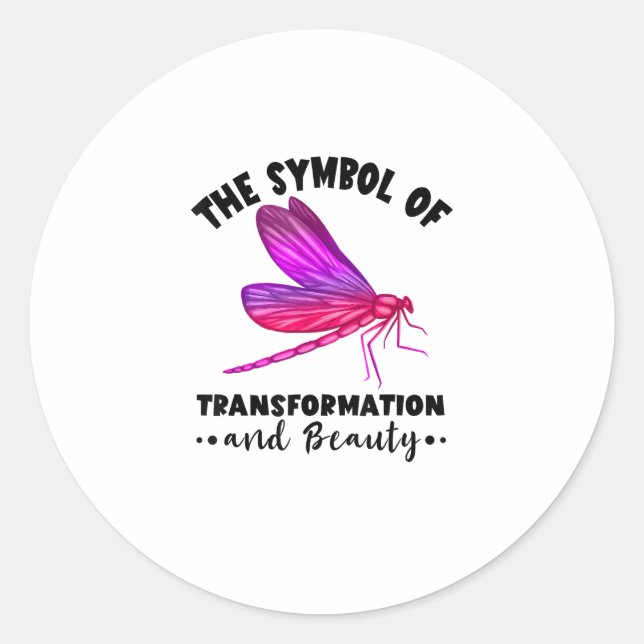 Sticker Rond Transformation Beauty Nature Insect Dragonflies Dr (Devant)