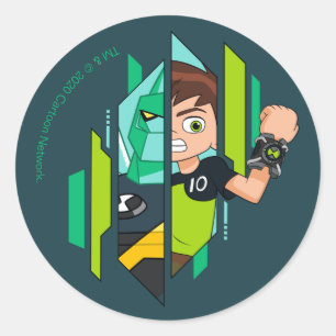 Sticker Rond Transformation de l'ADN de Ben 10 Diamondhead