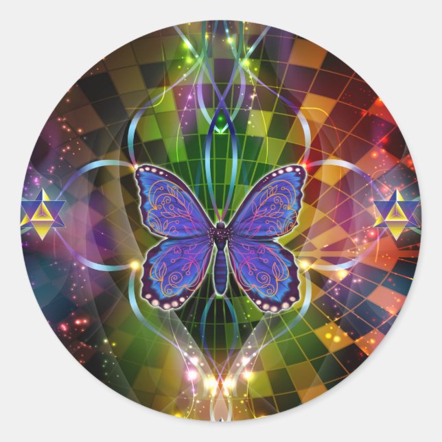 Sticker Rond Transformation multidimensionnelle - Géométrie sac (Devant)