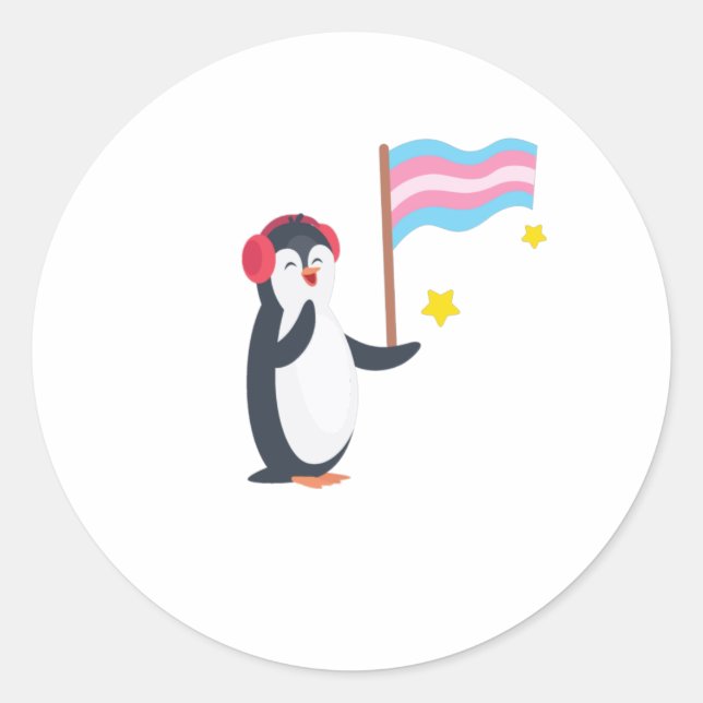 Sticker Rond Transgenre Penguin transsexuel LGBT (Devant)
