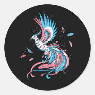 Sticker Rond Transgenre Phoenix renaître Transsexuel Drapeau LG