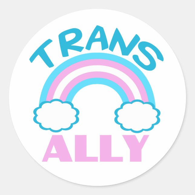 Sticker Rond Transgenre transgenre arc-en-ciel bleu rose blanc (Devant)